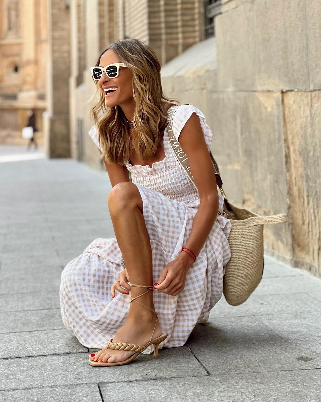 Women's Maxi Sundress with Smocked Bodice | Gingham