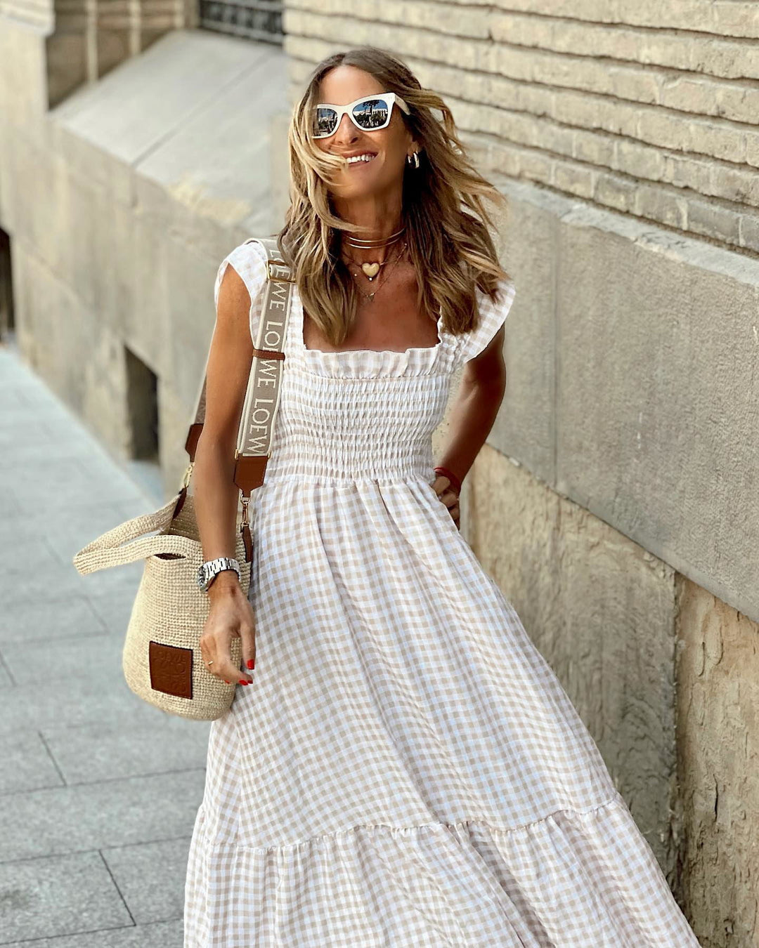 Women's Maxi Sundress with Smocked Bodice | Gingham