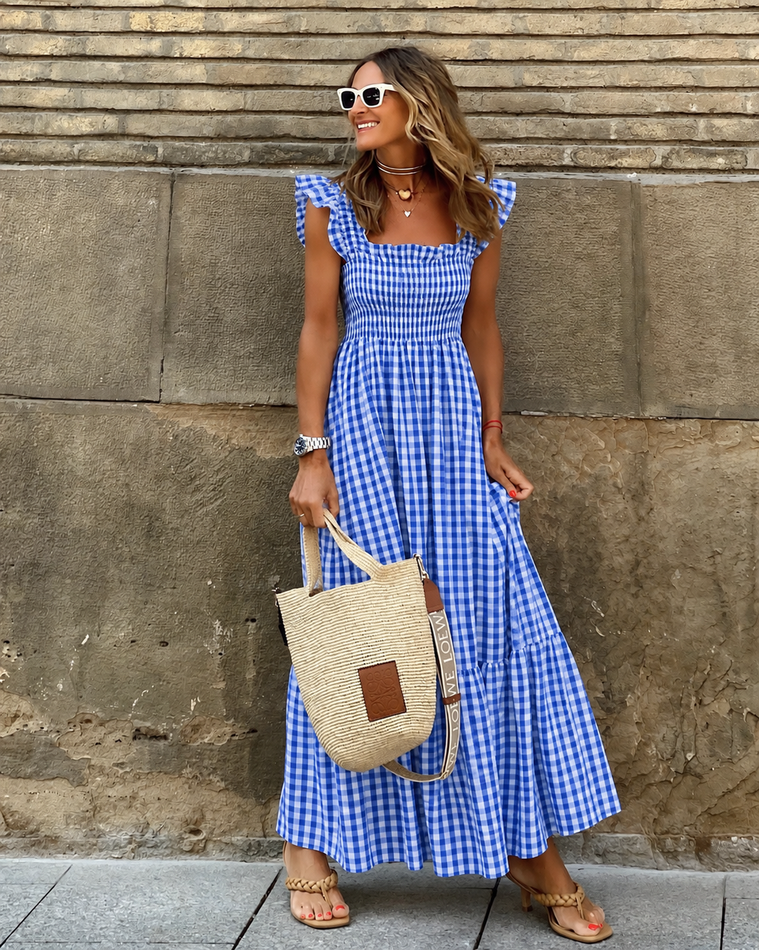 Women's Maxi Sundress with Smocked Bodice | Gingham