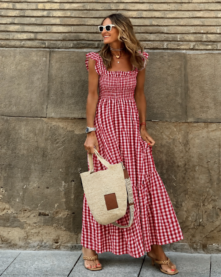 Women's Maxi Sundress with Smocked Bodice | Gingham
