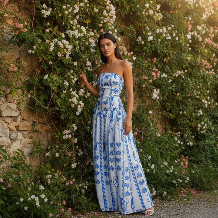Women's Maxi Sundress with Strapless Bodice | Printed