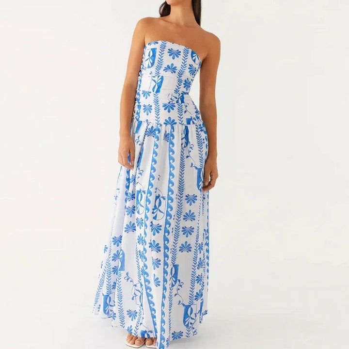 Women's Maxi Sundress with Strapless Bodice | Printed