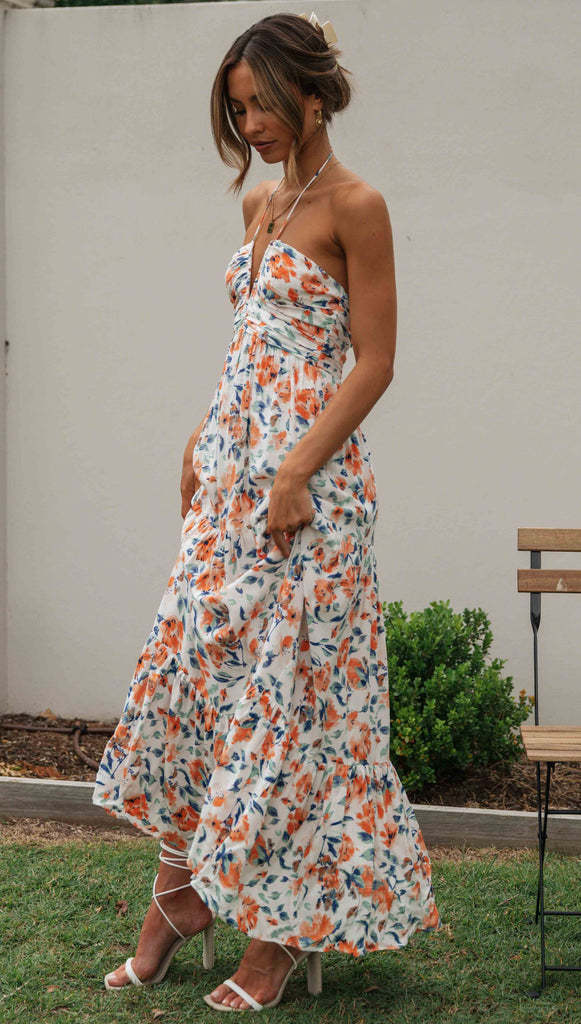 Women's Maxi Sundress with Tiered Hem | Halter Neck