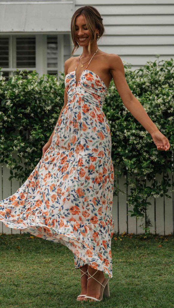 Women's Maxi Sundress with Tiered Hem | Halter Neck