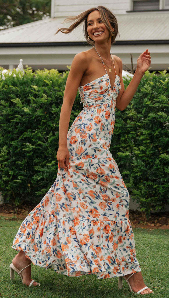 Women's Maxi Sundress with Tiered Hem | Halter Neck