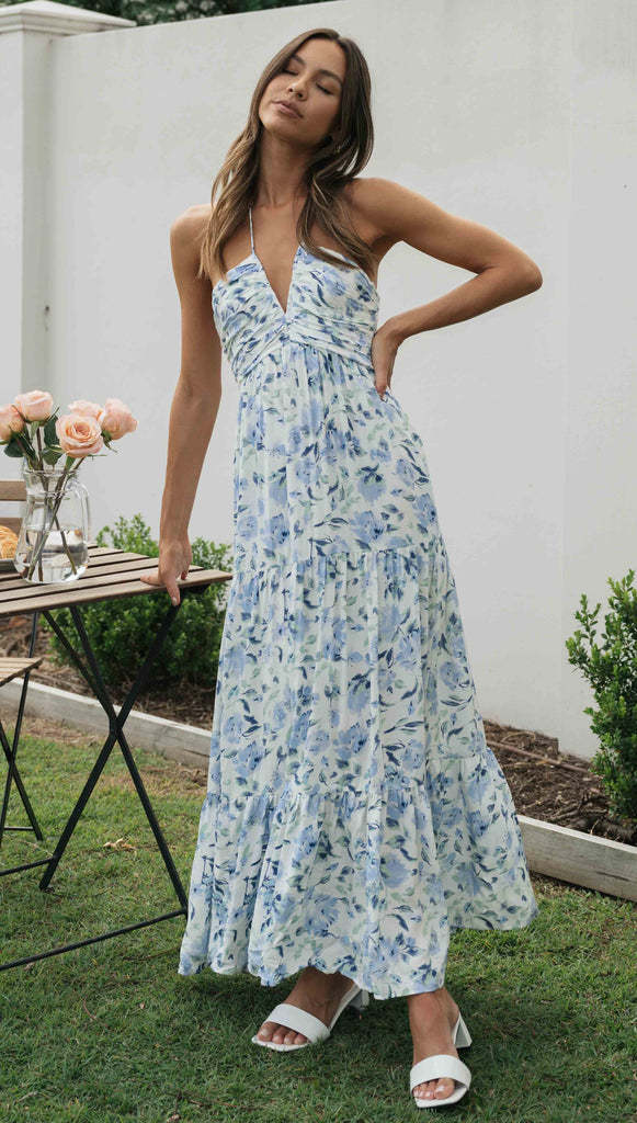 Women's Maxi Sundress with Tiered Hem | Halter Neck