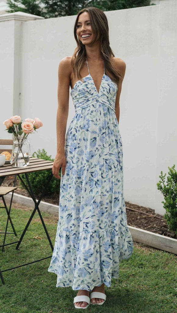 Women's Maxi Sundress with Tiered Hem | Halter Neck