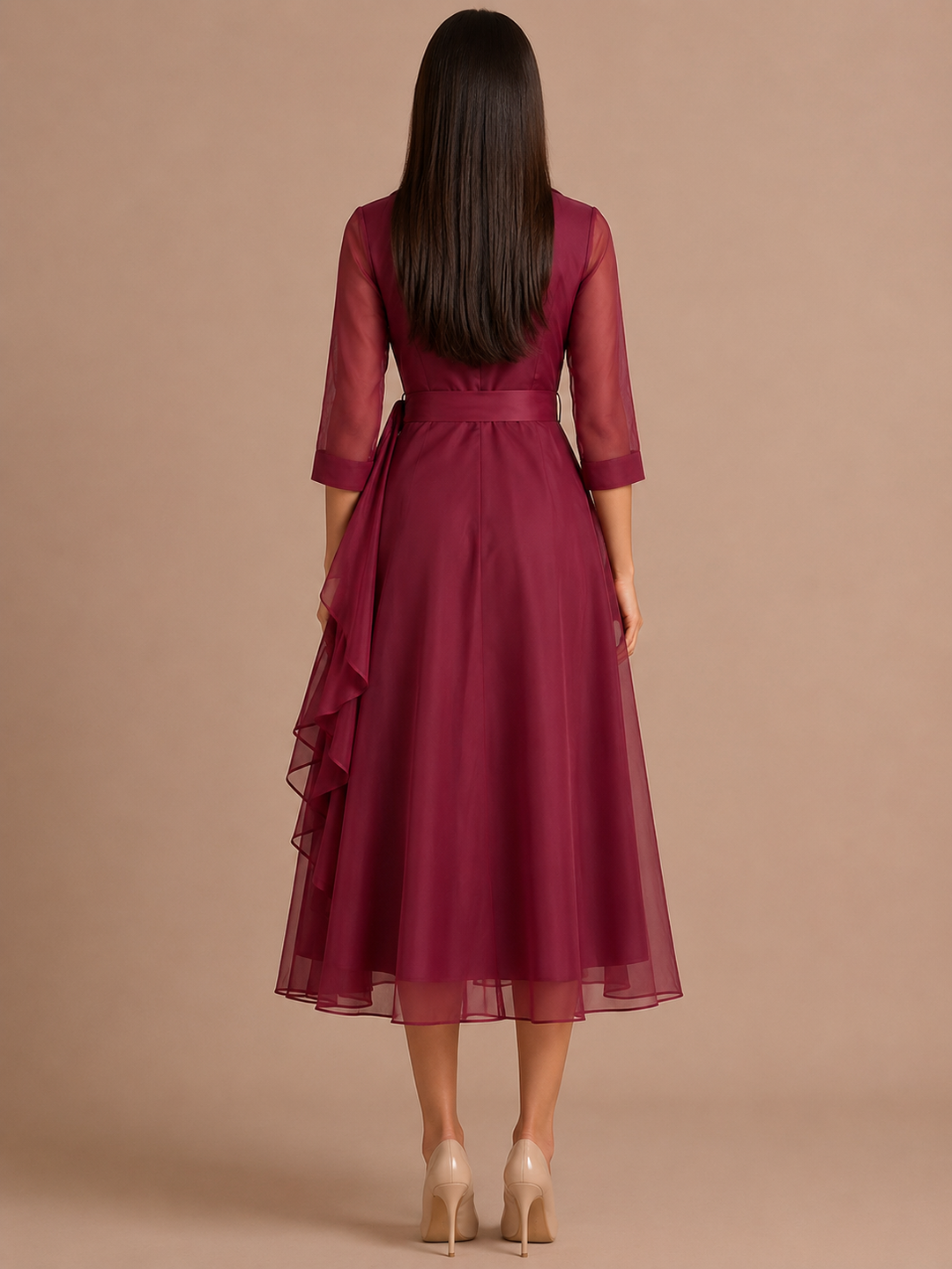 Women's Midi Dress Wrap with Bow Waist Tie | Cocktail