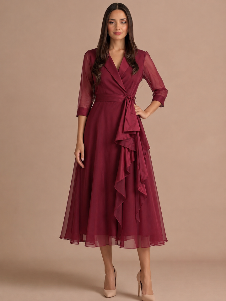 Women's Midi Dress Wrap with Bow Waist Tie | Cocktail