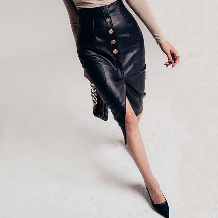 Women's Midi Skirt with Button Front | Front Split