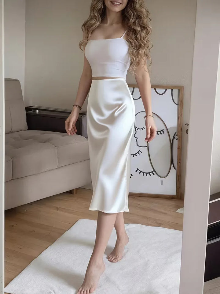 Women's Midi Skirt with Button Front | Side Slit