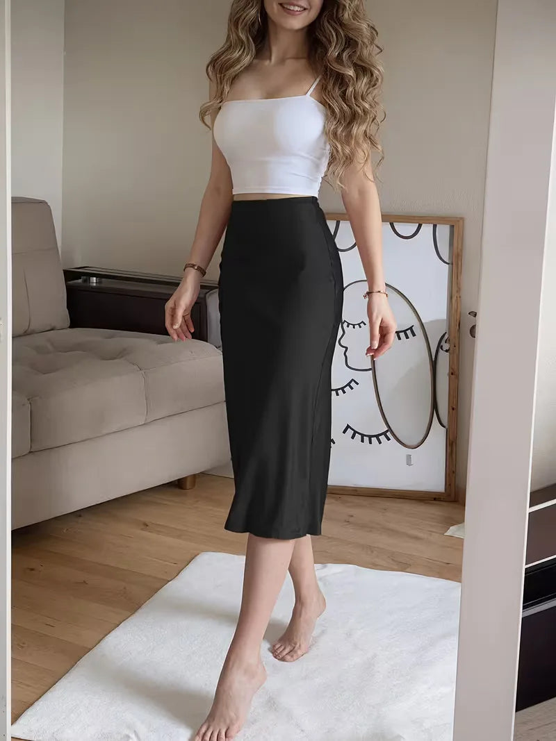 Women's Midi Skirt with Button Front | Side Slit
