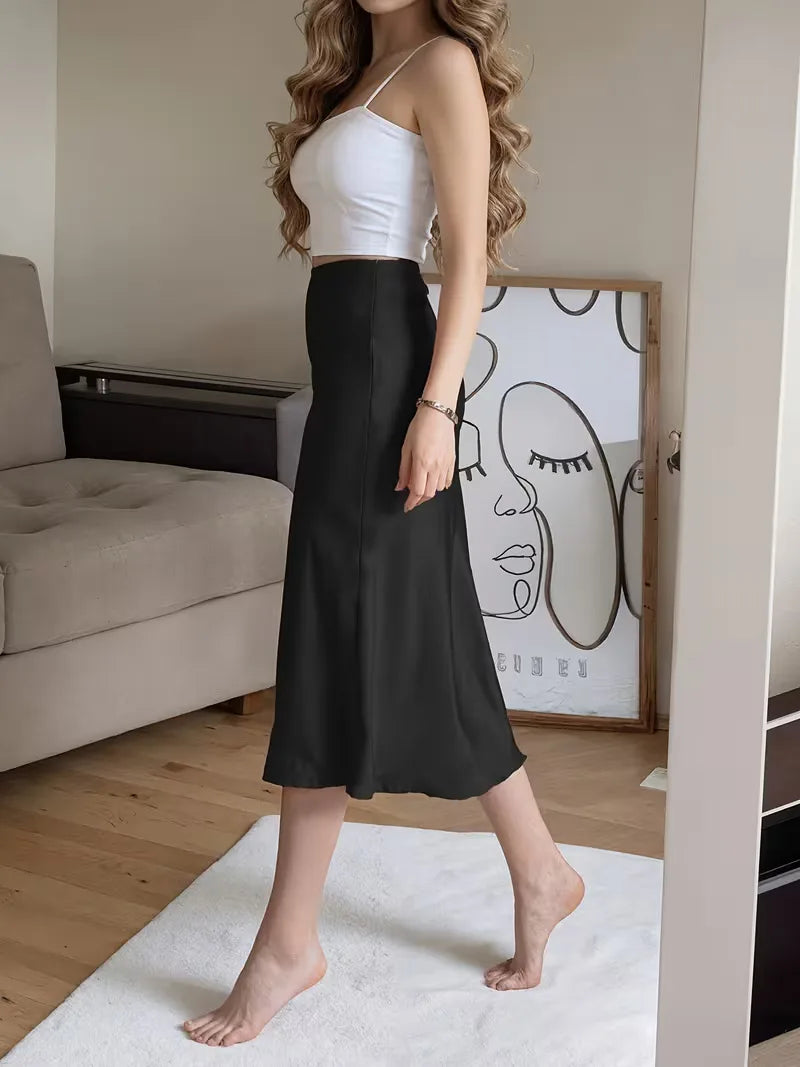 Women's Midi Skirt with Button Front | Side Slit