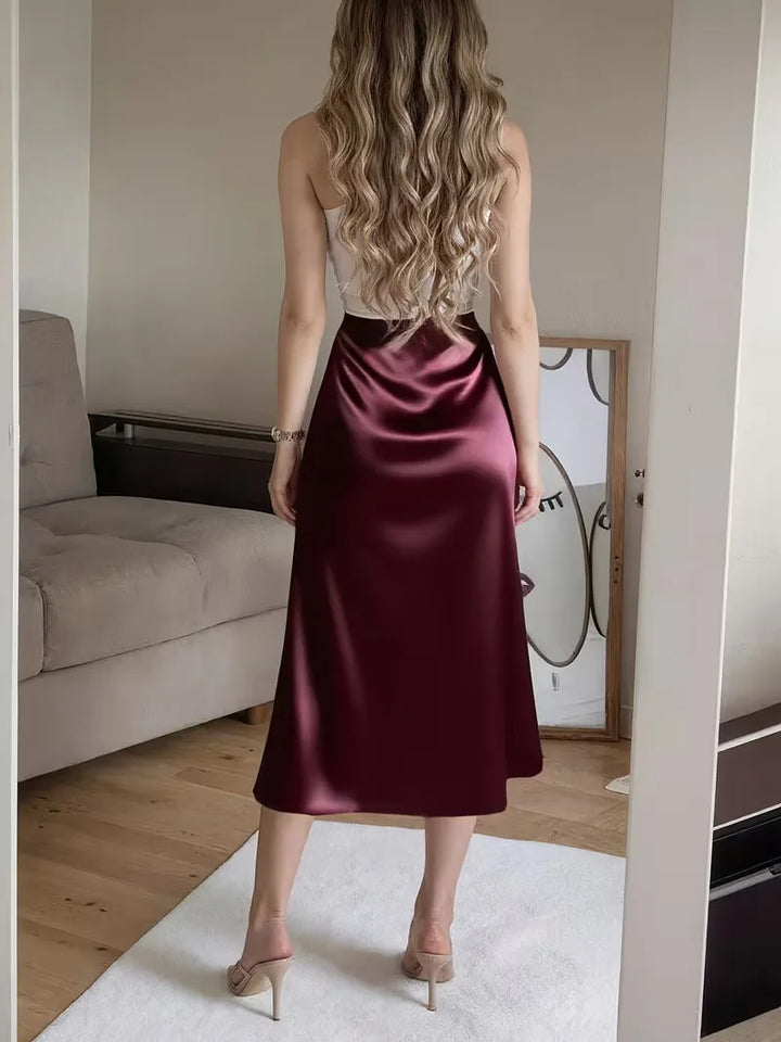 Women's Midi Skirt with Button Front | Side Slit
