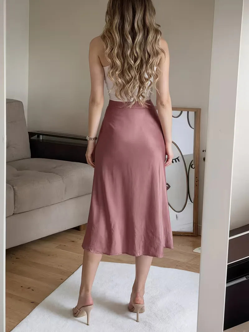 Women's Midi Skirt with Button Front | Side Slit