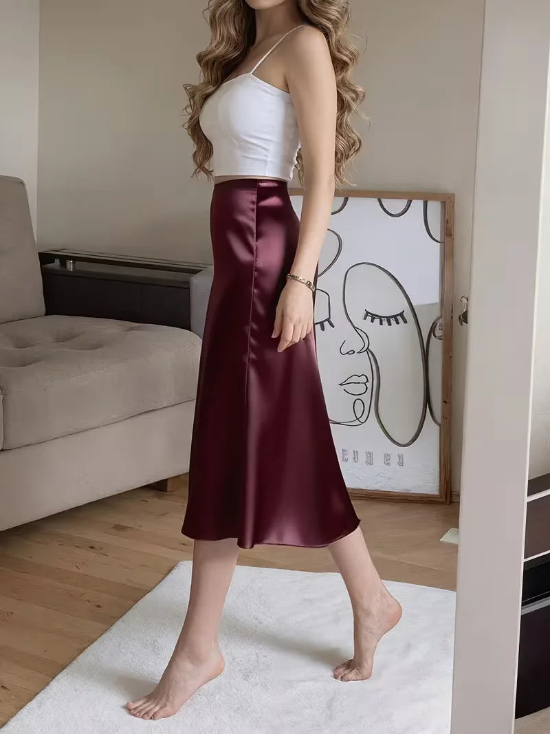 Women's Midi Skirt with Button Front | Side Slit