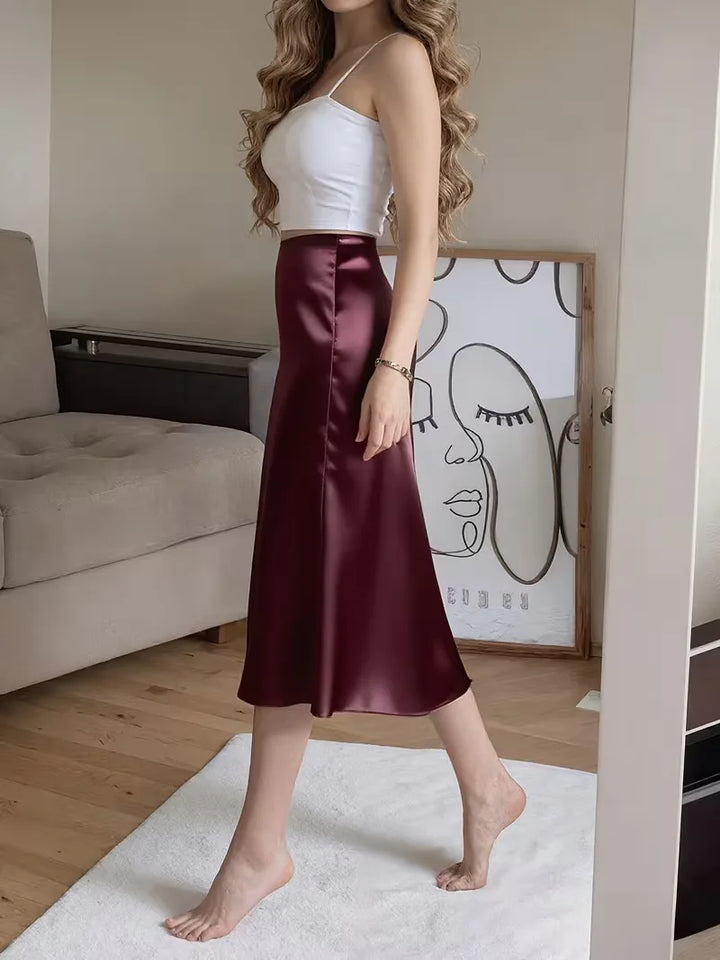 Women's Midi Skirt with Button Front | Side Slit