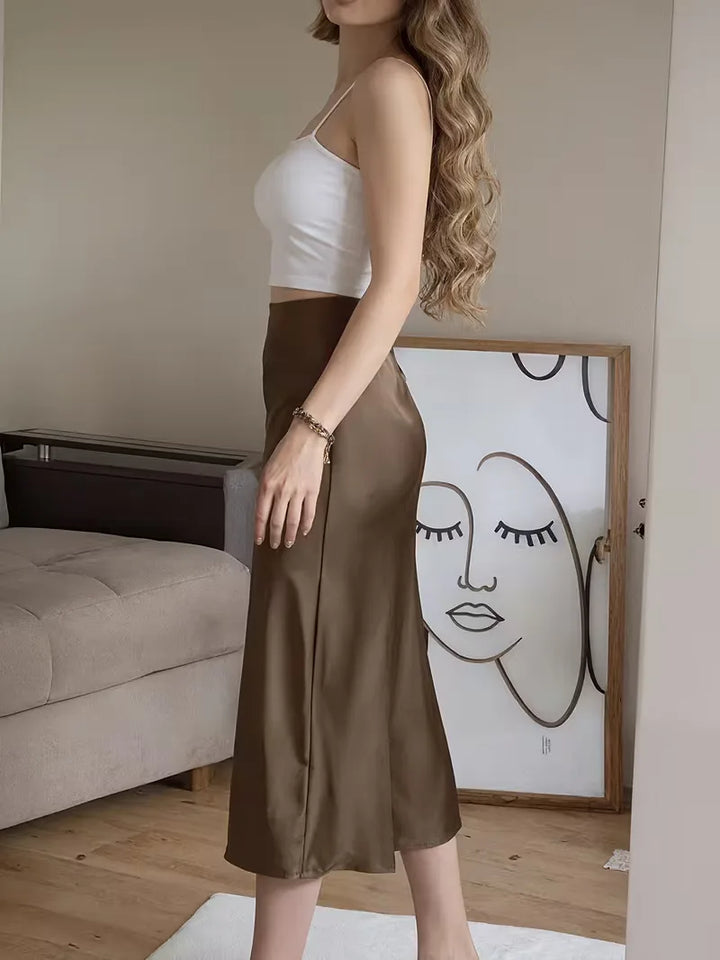 Women's Midi Skirt with Button Front | Side Slit