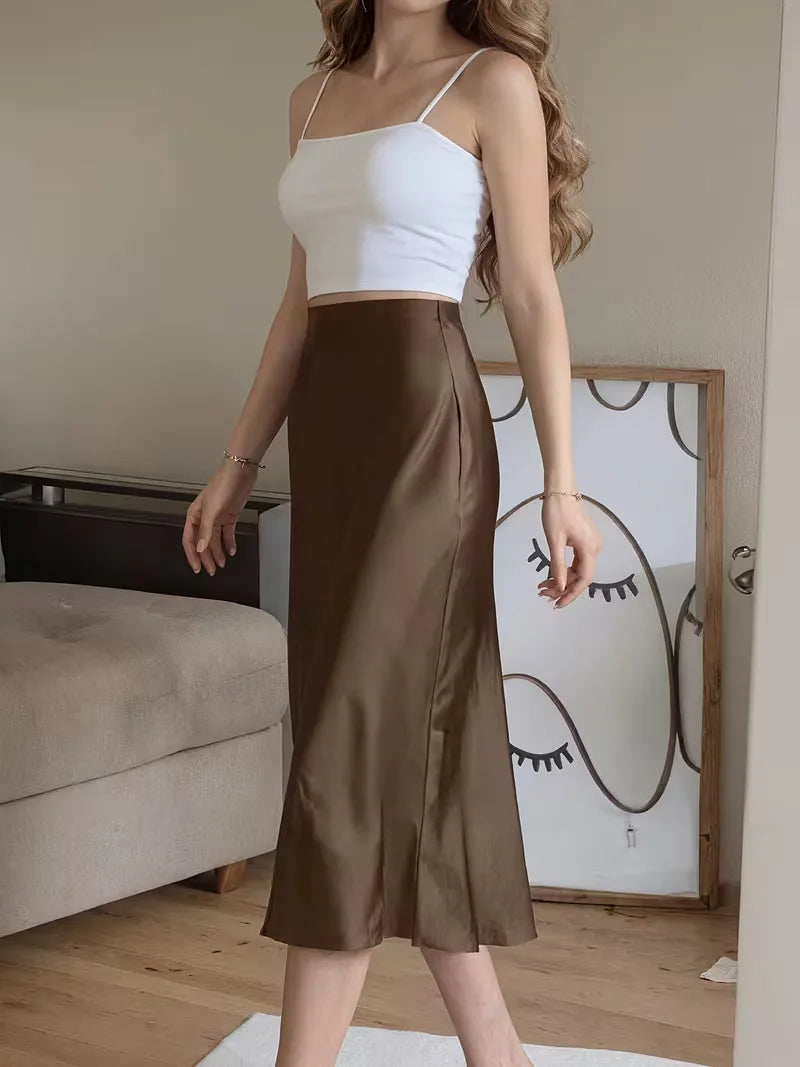 Women's Midi Skirt with Button Front | Side Slit