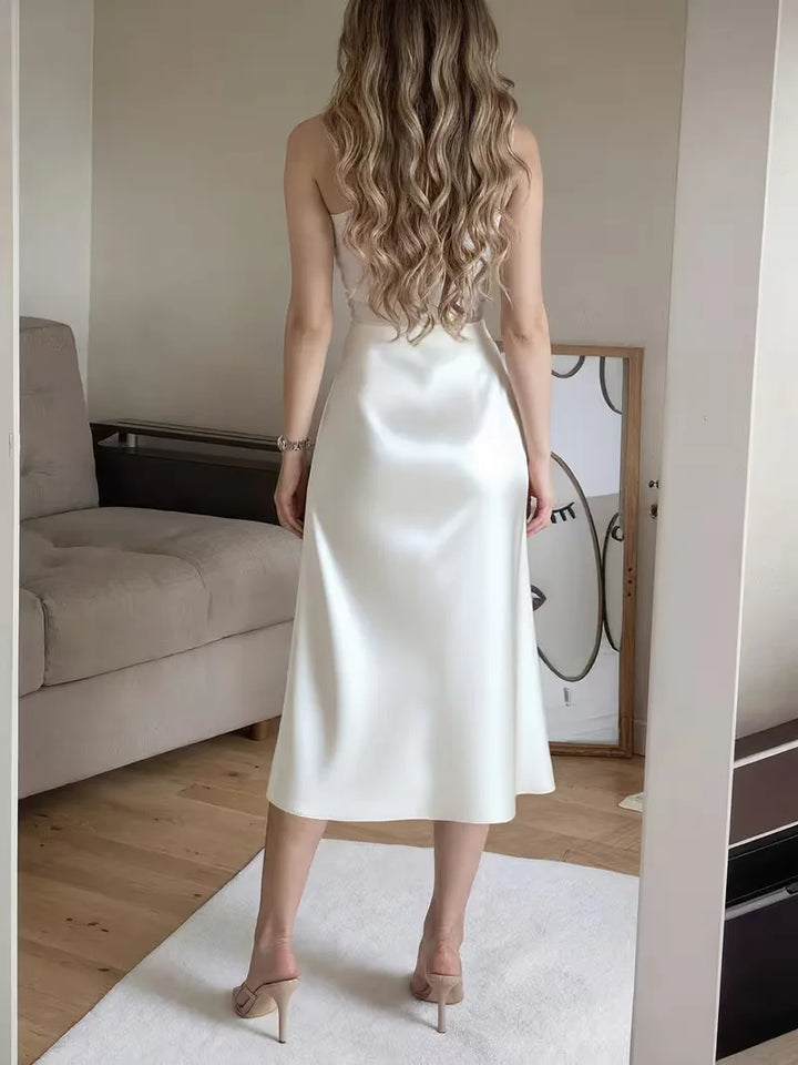 Women's Midi Skirt with Button Front | Side Slit