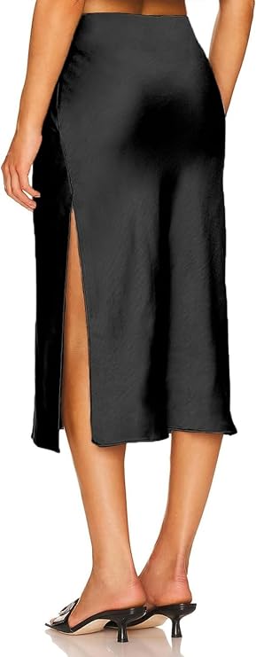 Women's Midi Skirt with High Waist | Side Slit