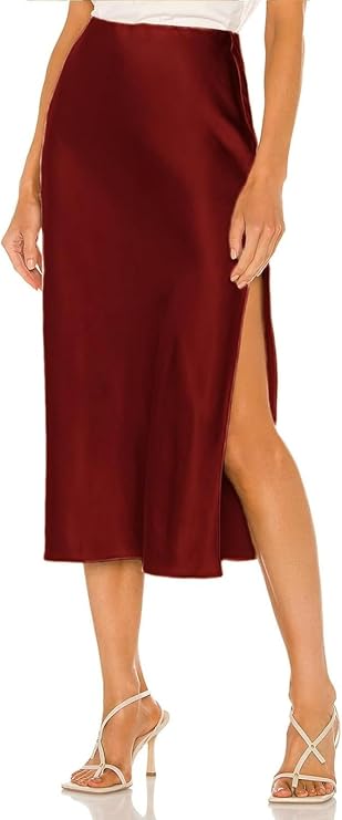Women's Midi Skirt with High Waist | Side Slit