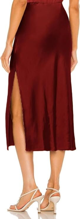 Women's Midi Skirt with High Waist | Side Slit
