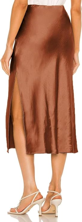 Women's Midi Skirt with High Waist | Side Slit