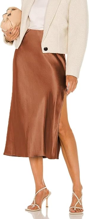 Women's Midi Skirt with High Waist | Side Slit