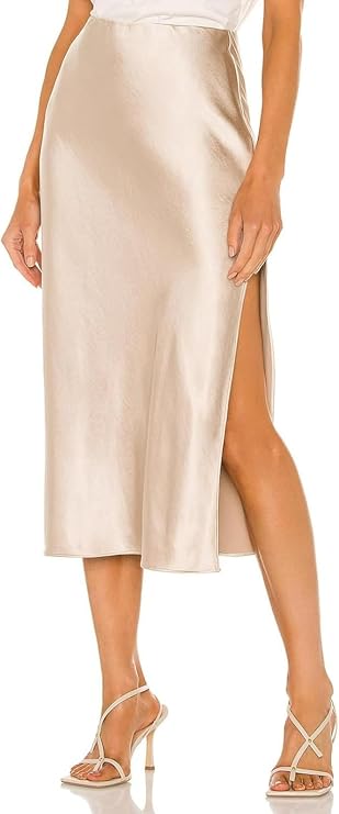 Women's Midi Skirt with High Waist | Side Slit