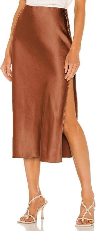 Women's Midi Skirt with High Waist | Side Slit
