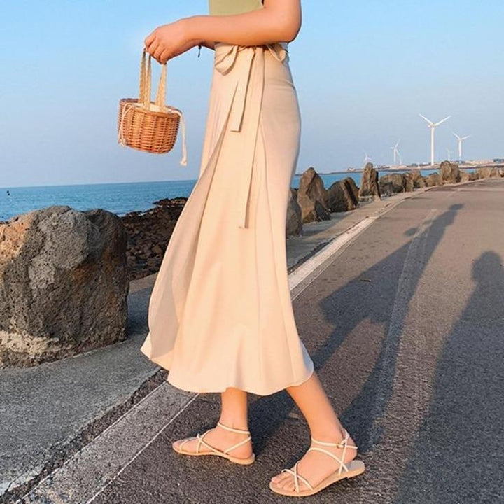 Women's Midi Skirt Wrap-Style | Tie-Waist