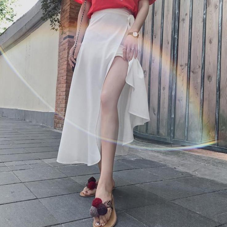 Women's Midi Skirt Wrap-Style | Tie-Waist
