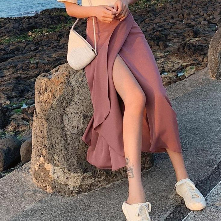 Women's Midi Skirt Wrap-Style | Tie-Waist