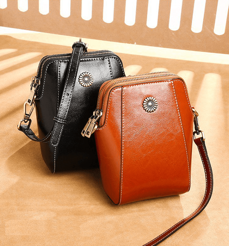 Women's Mini Crossbody Bag with Floral Detail | Zip-Top