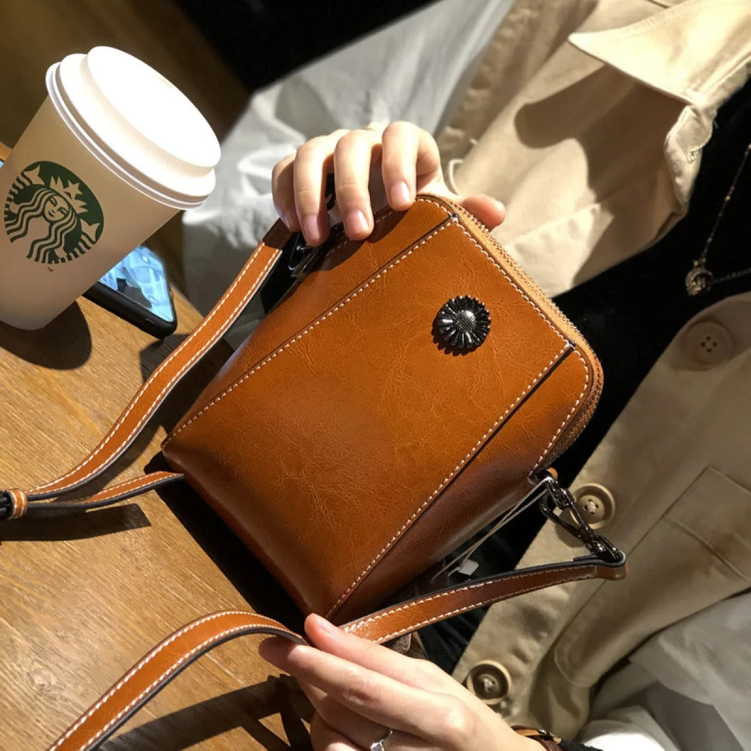 Women's Mini Crossbody Bag with Floral Detail | Zip-Top