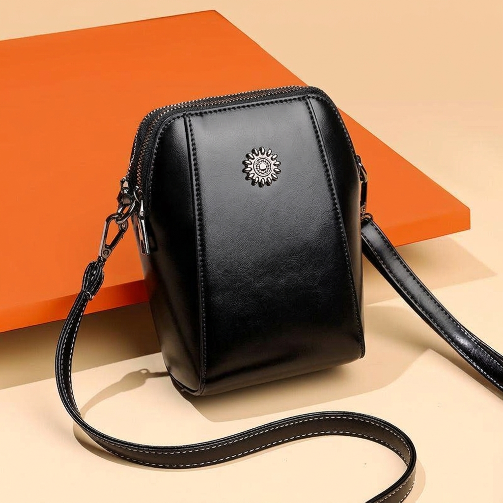 Women's Mini Crossbody Bag with Floral Detail | Zip-Top
