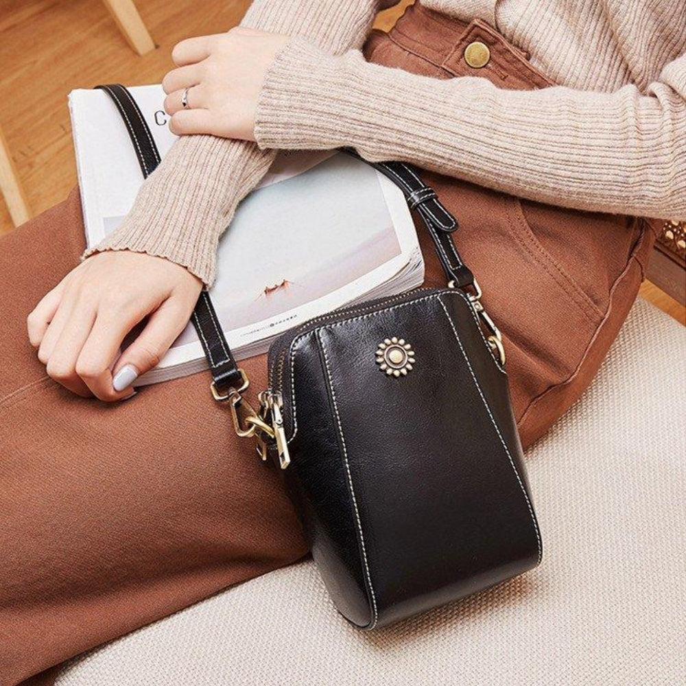 Women's Mini Crossbody Bag with Floral Detail | Zip-Top
