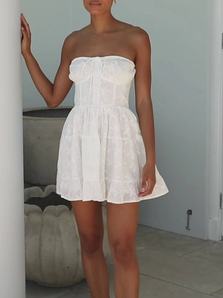 Women's Mini Dress Strapless Tiered | Ruffle Hem