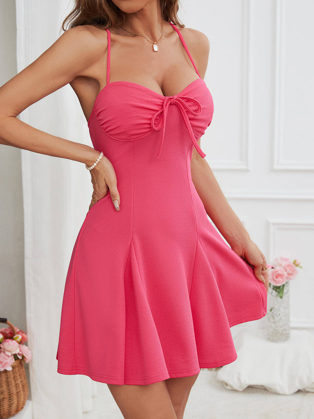 Women’s Mini Dress with Bust Tie & Flared Skirt | Party
