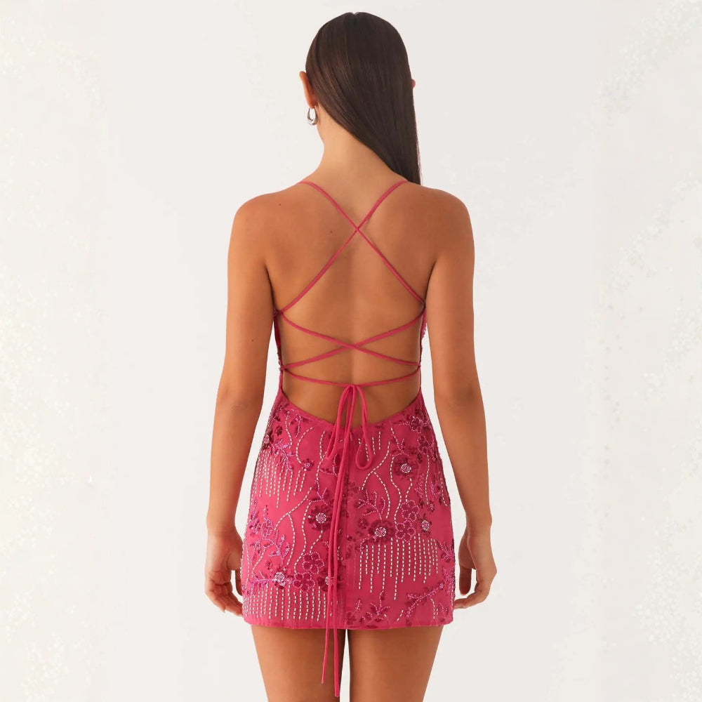 Women’s Mini Dress with Floral Embroidery | Party