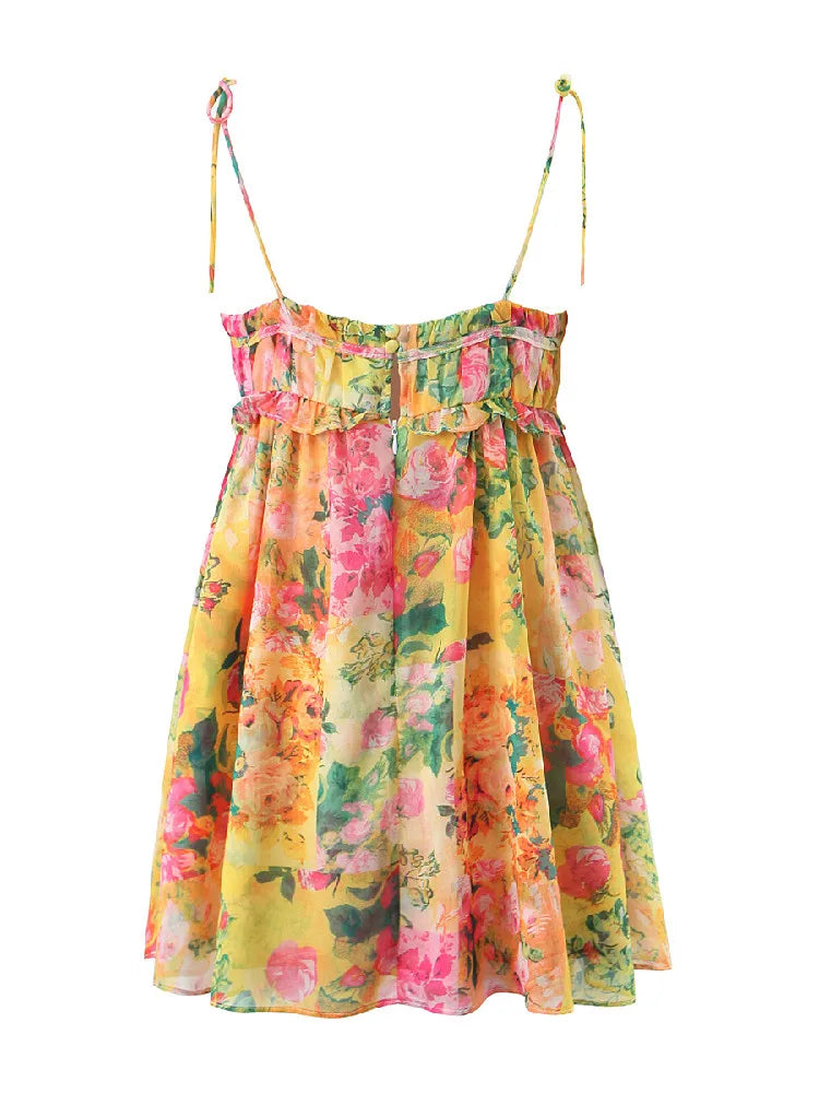 Women’s Mini Dress with Floral Print & Tie Straps | Summer