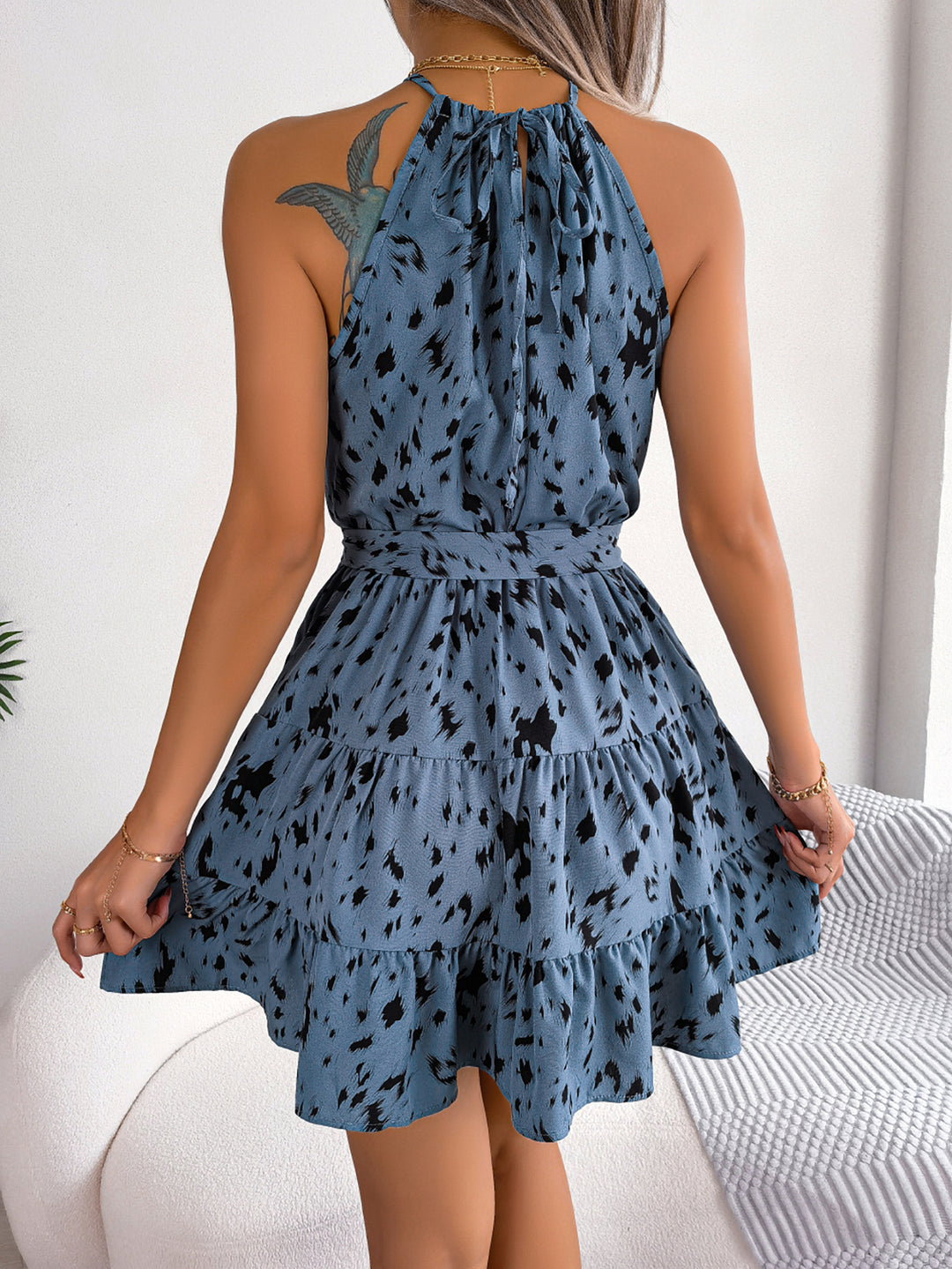 Women's Mini Dress with Halter Neck | Tie Waist