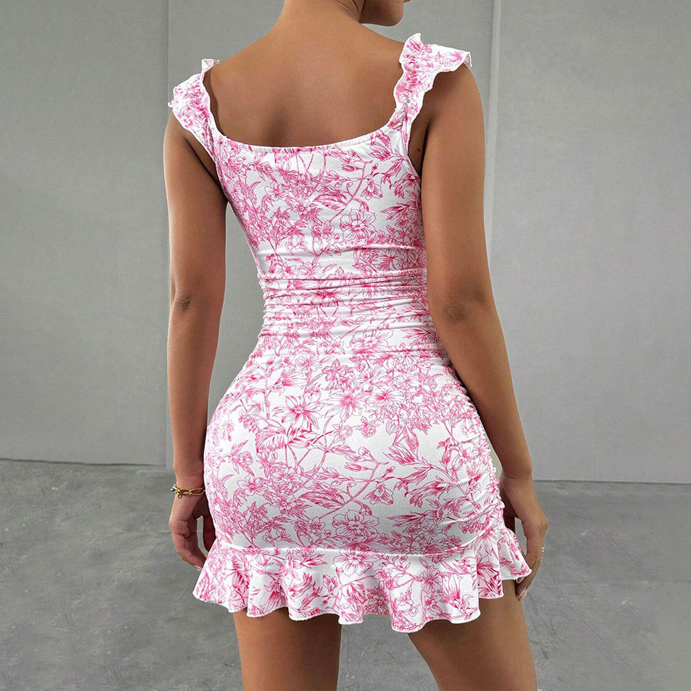 Women’s Mini Dress with Off Shoulder & Ruched Skirt | Floral