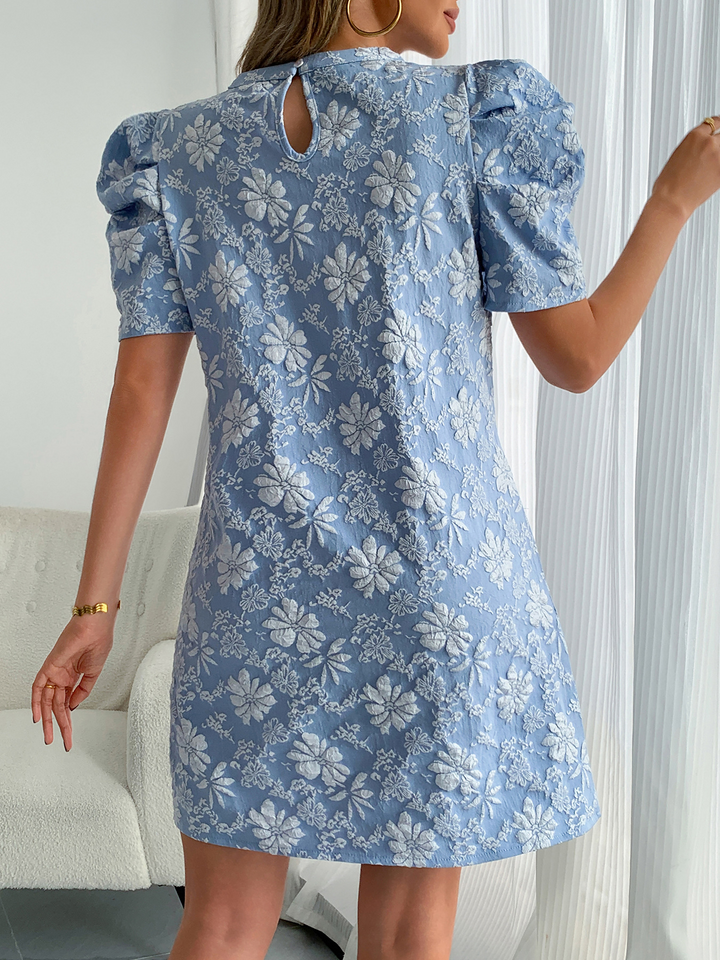 Women’s Mini Dress with Puff Sleeves & Floral Pattern | Casual