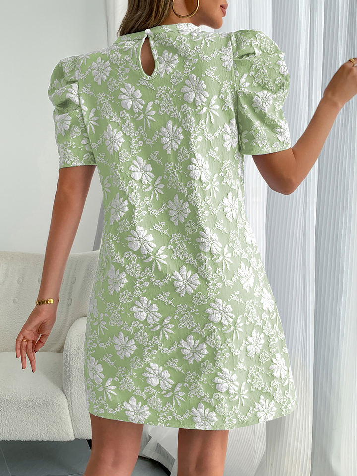 Women’s Mini Dress with Puff Sleeves & Floral Pattern | Casual