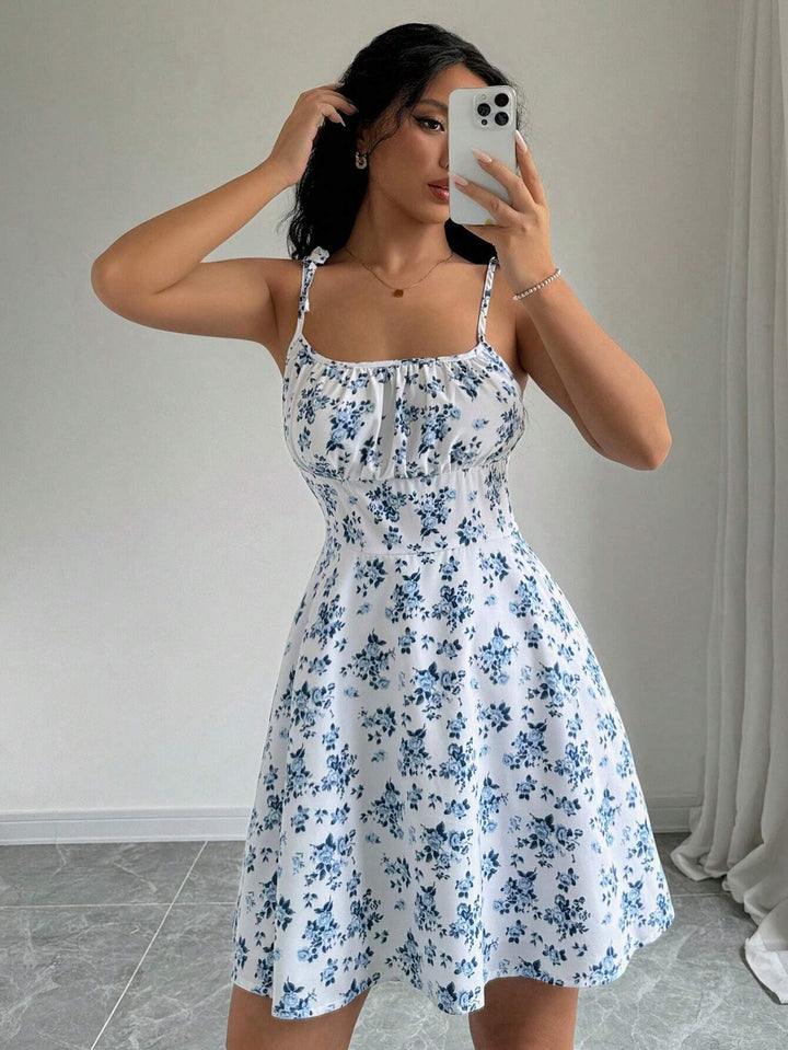Women's Mini Dress with Ruched Bust | Floral
