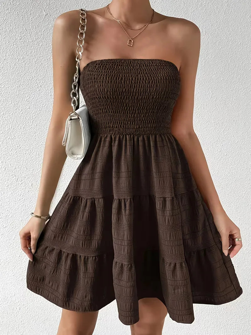Women's Mini Dress with Strapless Fit | Tiered