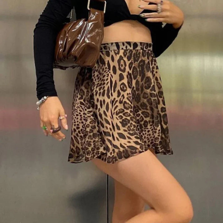 Women's Mini Skirt A-Line | Leopard Print