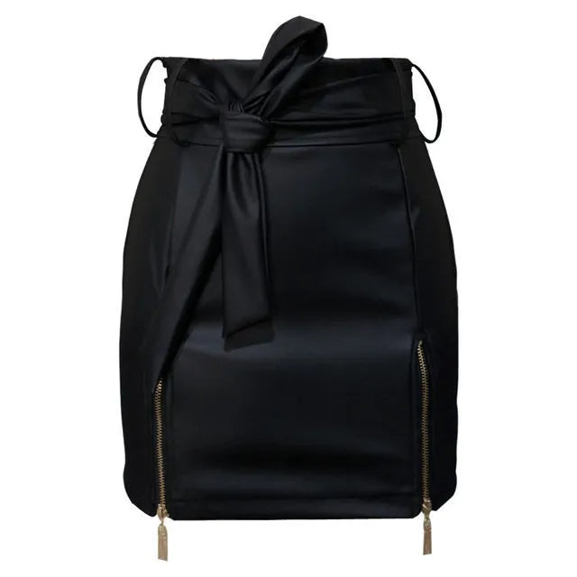 Women's Mini Skirt High-Waisted with Zip Slit | Tie-Waist
